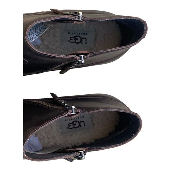 NWOT UGG Meredith Ankle Wedge Boots Brown Leather Womens US 9.5 SN 1009948 - Picture 13 of 16